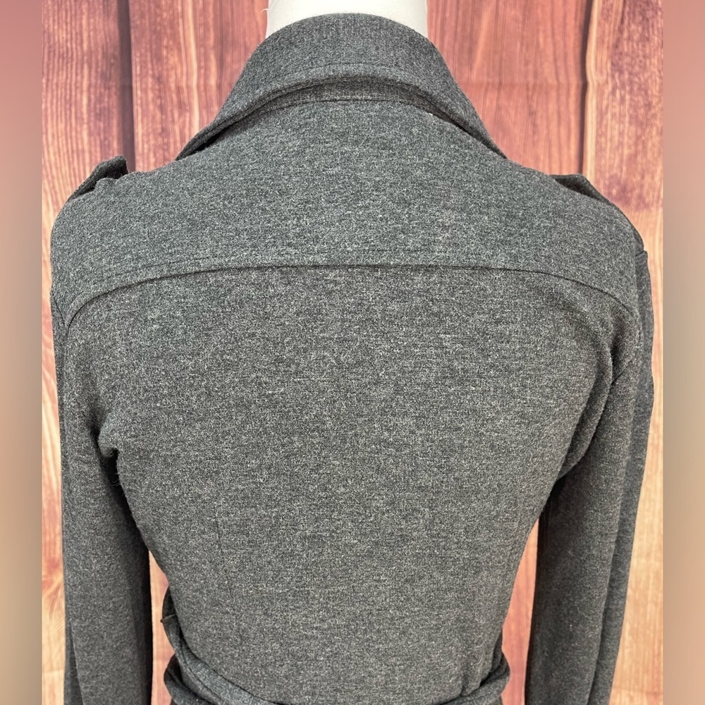 Ann Taylor LOFT military style dark gray faux wrap dress women’s size 0 - Picture 8 of 16